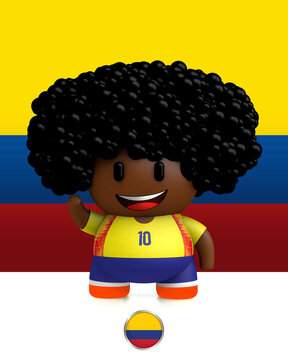 3d caricature of Colombia soccer player