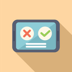 Poster - Minimalist flat design of a tablet displaying a vote screen with a red cross and green check mark