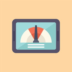 Poster - Flat design illustration of an oldfashioned speedometer icon, ideal for concepts involving measurement, speed, and control