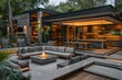 © Sajida - Sophisticated backyard entertainment area with a state-of-the-art outdoor kitchen,