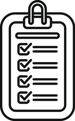 Poster - vector checklist clipboard outline icon with monochrome black and white design for business office s