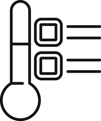 Poster - black and white illustration of a thermometer icon in a minimalist line art style