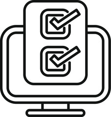 Poster - minimalist flat design online survey completion icon with checkmarks and feedback form for user expe