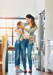 © peopleimages.com - Happy family, mom and daughter in home with hug, affection and trust in bonding for memory as preteen. Cheerful woman, girl and cute for love, support and childhood development on mothers day