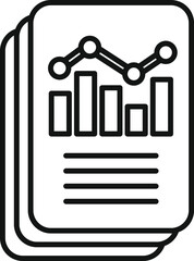 Canvas Print - Simplified black and white icon of a report with a line graph, suitable for business and analytics