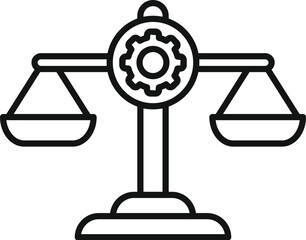 Poster - Black and white line drawing of balanced scales, symbolizing law and justice
