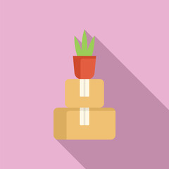 Sticker - Simple illustration of a potted plant on pastel geometric shapes with a shadow