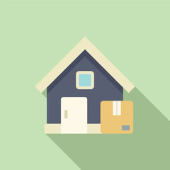 Sticker - Flat design minimalist icon of a house with a long shadow, perfect for web and print