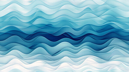 Wall Mural - Soothing Blue Gradient Geometric Wave Pattern - Seamless tile. Endless and repeat print.