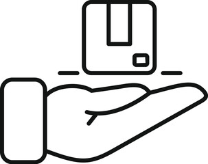 Sticker - Line art icon illustration of an open hand delivering a parcel