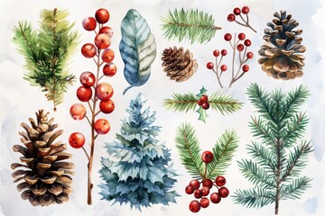 christmas decoration watercolor set