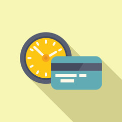 Poster - Flat design icon featuring a clock and credit card representing time and money management