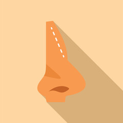 Poster - Minimalist design of a cartoon nose with a long shadow on a beige background