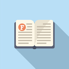 Poster - Flat design vector illustration of a book icon with a long shadow, symbolizing reading and education