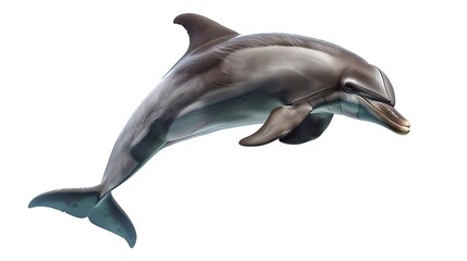 Wall Mural - Graceful Dolphin Leaping, Marine Mammal in Action, Realistic Ocean Wildlife Illustration. Ideal for Educational, Environmental Graphics. AI