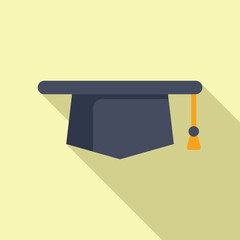 Sticker - Flat design illustration of a black graduation cap with tassel on a cream backdrop