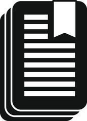 Poster - Vector illustration of black stacked document icons with a bookmark on white background