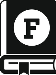 Fototapete - Simple black and white icon illustration of a book with the letter f on the cover