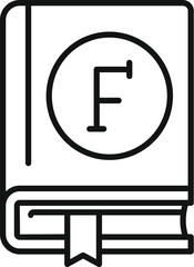 Poster - vector illustration of a simple line icon featuring a book with the letter f on the cover