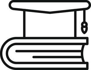 Poster - Simple line drawing icon featuring a graduation cap atop a stack of books