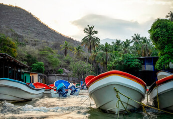 Venezuela Choroní, Small Boats in the Caribbean Sea