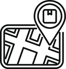 Poster - Simple line art vector of a map showcasing a destination pin icon, perfect for navigation concepts