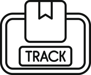 Poster - Minimalistic black and white track icon outline design with simple line art for tracking, location, progress, and navigation