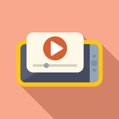 Poster - Flat design illustration of mobile device displaying video play button