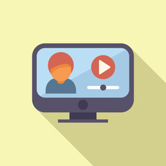 Poster - Stylized icon of a video blogger with a play button, ideal for digital content concepts