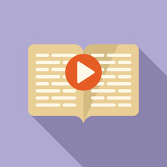 Poster - flat design icon showing an open book with a play button, symbolizing elearning