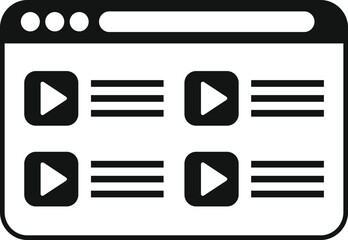Poster - Black and white icon representing a web interface with video content and text