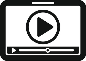 Fototapete - Modern video player interface icon with play and pause buttons for multimedia streaming content on flat black and white vector illustration