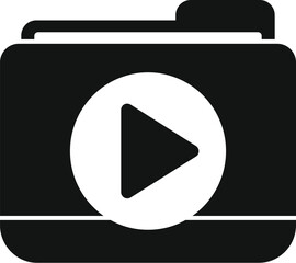 Poster - Minimalist black and white graphic of a folder with a video play symbol