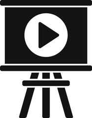Poster - black and white illustration of a presentation board with a play symbol, depicting video or slidesho