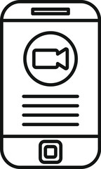 Poster - Vector illustration of a mobile phone line art with a video call symbol on the screen