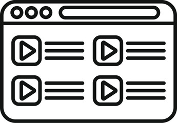 Poster - simplified line art of a video streaming web page layout with play buttons