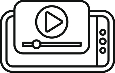 Poster - black and white vector illustration of a video player with a play button