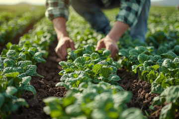 Sticker - A farmer toiling in the fields under the hot sun, tending to crops that sustain communities. Concept of agricultural labor and sustenance. Generative Ai.