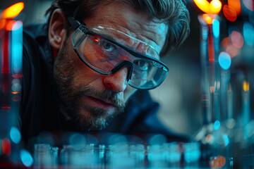 Poster - A scientist conducting experiments in a laboratory, unlocking the mysteries of the universe through rigorous inquiry. Concept of scientific discovery and inquiry. Generative Ai.