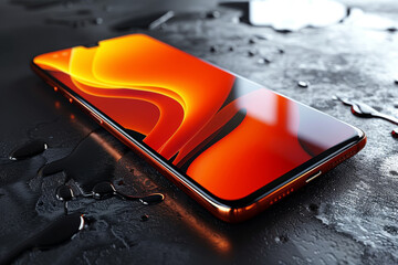 Aufkleber - A sleek and modern smartphone with an edge-to-edge display and seamless design, embodying the epitome of technological advancement. Concept of connectivity and innovation. Generative Ai.