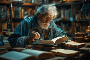 Poster - A writer crafting a novel, constructing worlds and characters with words to captivate readers' imaginations. Concept of literary creation and storytelling. Generative Ai.