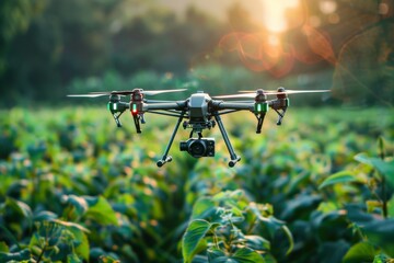 Wall Mural - Drone operations in agricultural drones automate farming tasks in automated farm settings, focusing on smart photo innovations and efficient farming tools