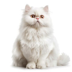  Longhair White Persian Cat Sitting – Kitten Isolated White Background