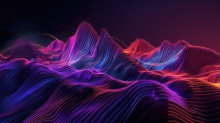 Wall Mural - abstract wavy mountain futuristic 3D landscape