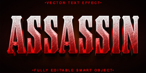 Poster - Red Worn Assassin Vector Fully Editable Smart Object Text Effect