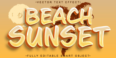 Poster -  Soft Beach Sunset Vector Fully Editable Smart Object Text Effect