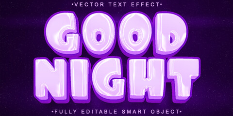 Poster - Cartoon Pink Cute Good Night Vector Fully Editable Smart Object Text Effect