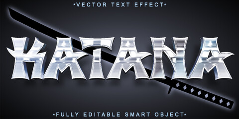 Poster - Silver Japan Katana Vector Fully Editable Smart Object Text Effect