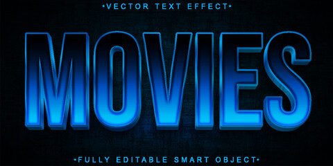 Poster - Dark Blue Movies Vector Fully Editable Smart Object Text Effect