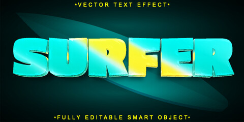 Poster -  Cartoon Surfer Vector Fully Editable Smart Object Text Effect